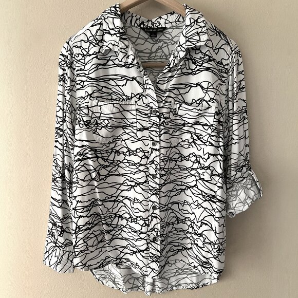 Rock & Republic Tops - Womens Rock & Republic Black and White Button-up shirt, Medium (EUC)